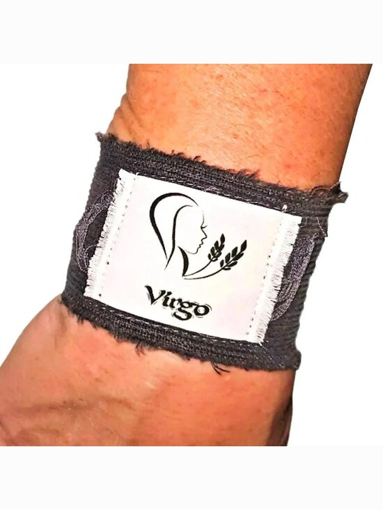 Hand Crafted Jewelry - Gray Zodiac Virgo Bracelet Cuff Gift For Women Astrological Sign Maiden Graphic